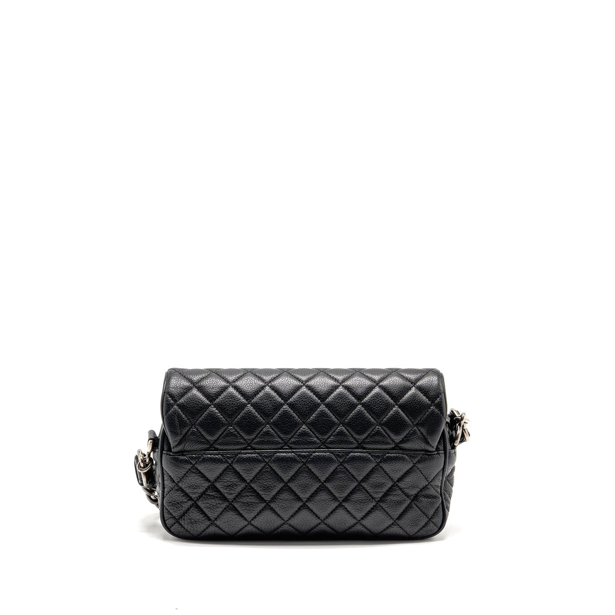 CHANEL MEDIUM CASUAL ROCK FLAP BAG GRAINED CALFSKIN BLACK RUTHENIUM HARDWARE