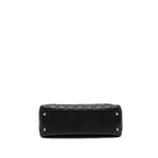 CHANEL MEDIUM COCO HANDLE CAVIAR/LIZARD HANDLE BLACK/BURGUNDY RUTHENIUM HARDWARE