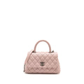 CHANEL SMALL COCO HANDLE CAVIAR PINK RUTHENIUM SHW