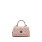 CHANEL SMALL COCO HANDLE CAVIAR PINK RUTHENIUM SHW