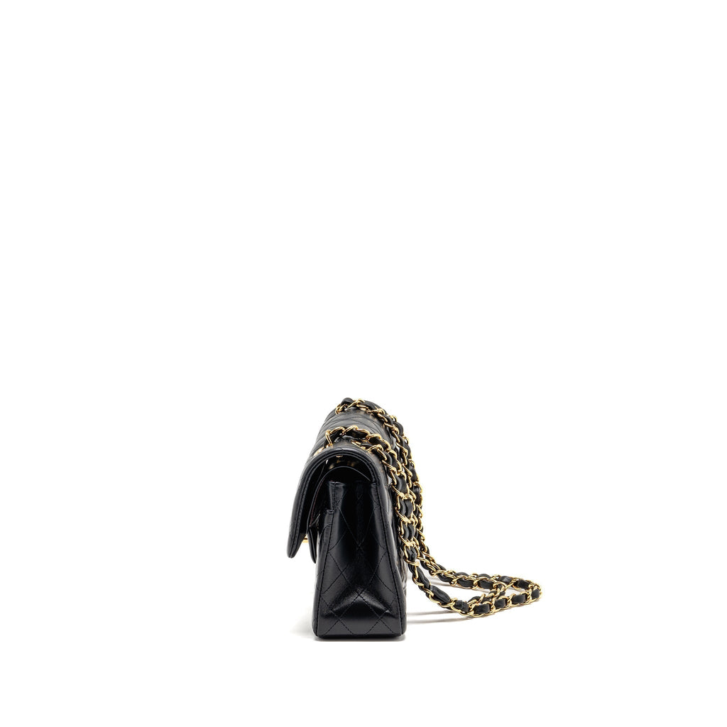 CHANEL SMALL CLASSIC DOUBLE FLAP BAG LAMBSKIN BLACK GHW