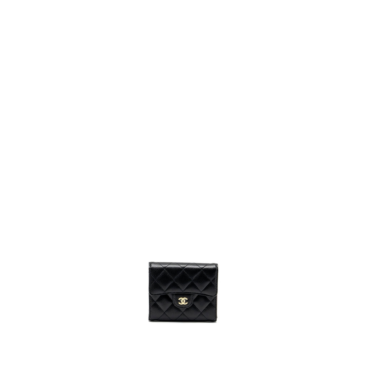 CHANEL CLASSIC COMPACT WALLET CAVIAR BLACK GHW (MICROCHIP)