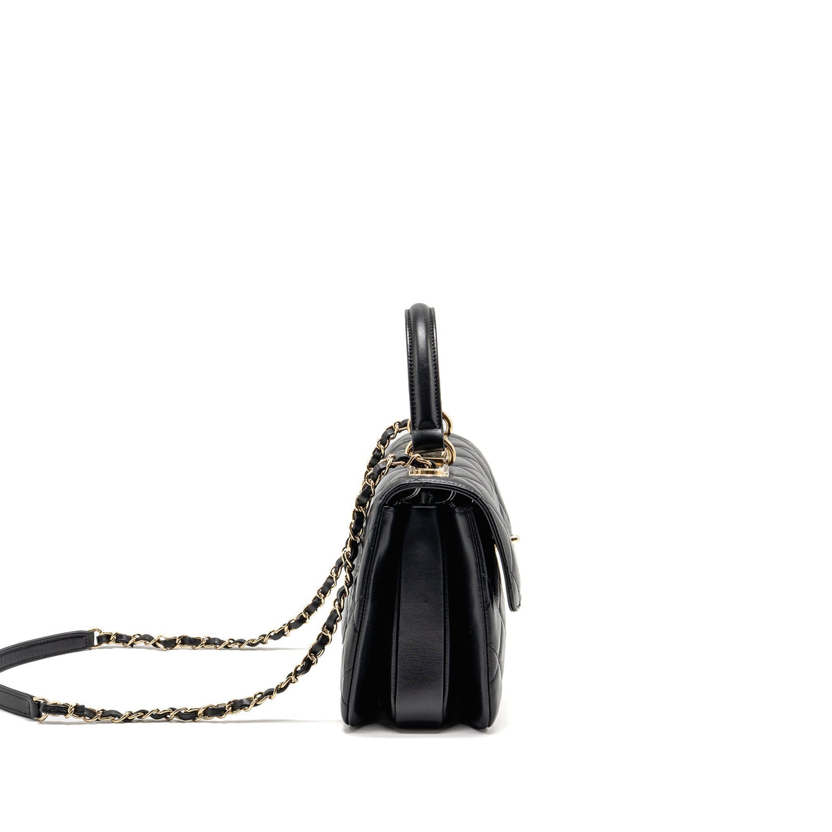Chanel Top Handle Trendy CC Flap Bag Lambskin Black LGHW (Microchip)