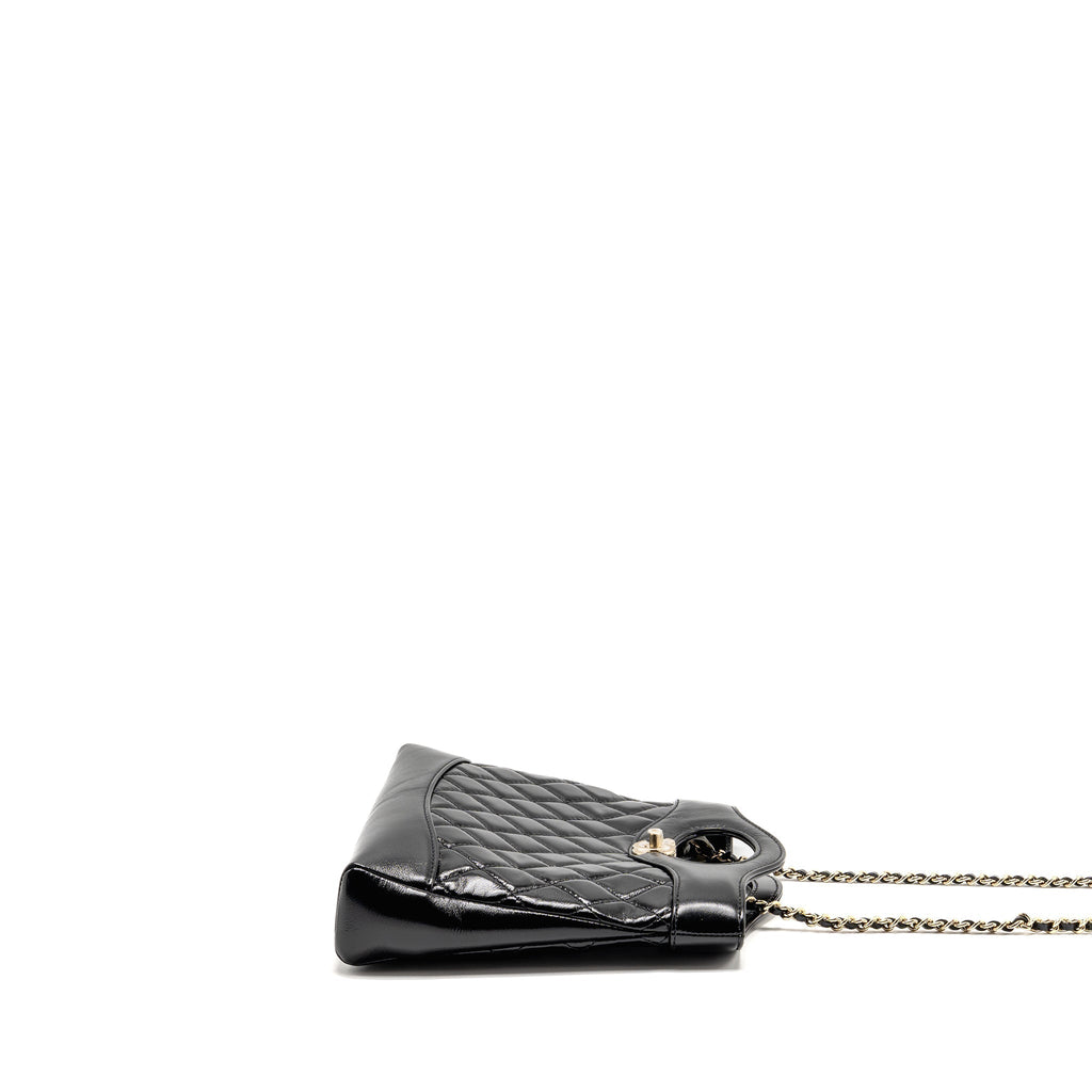 CHANEL MINI 31 BAG SHINY CALFSKIN BLACK LGHW (MICROCHIP)