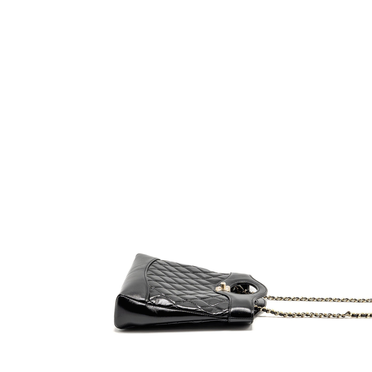 CHANEL MINI 31 BAG SHINY CALFSKIN BLACK LGHW (MICROCHIP)