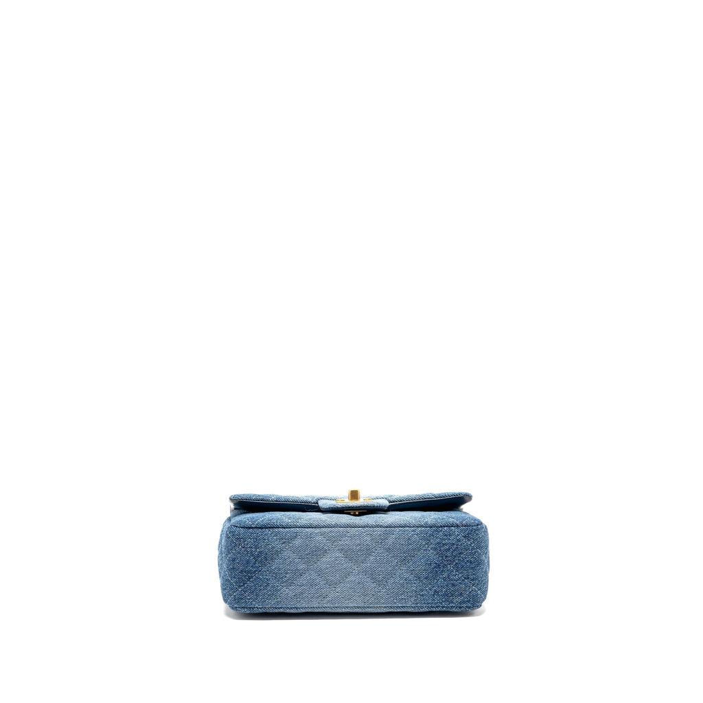 CHANEL MINI RECTANGULAR FLAP BAG DENIM BLUE GHW (MICROCHIP)