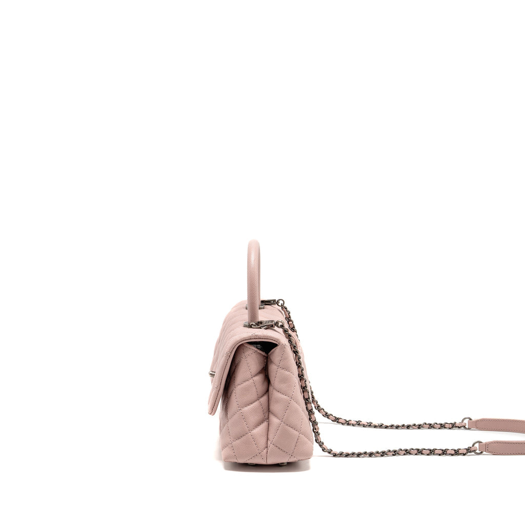 CHANEL SMALL COCO HANDLE CAVIAR PINK RUTHENIUM SHW