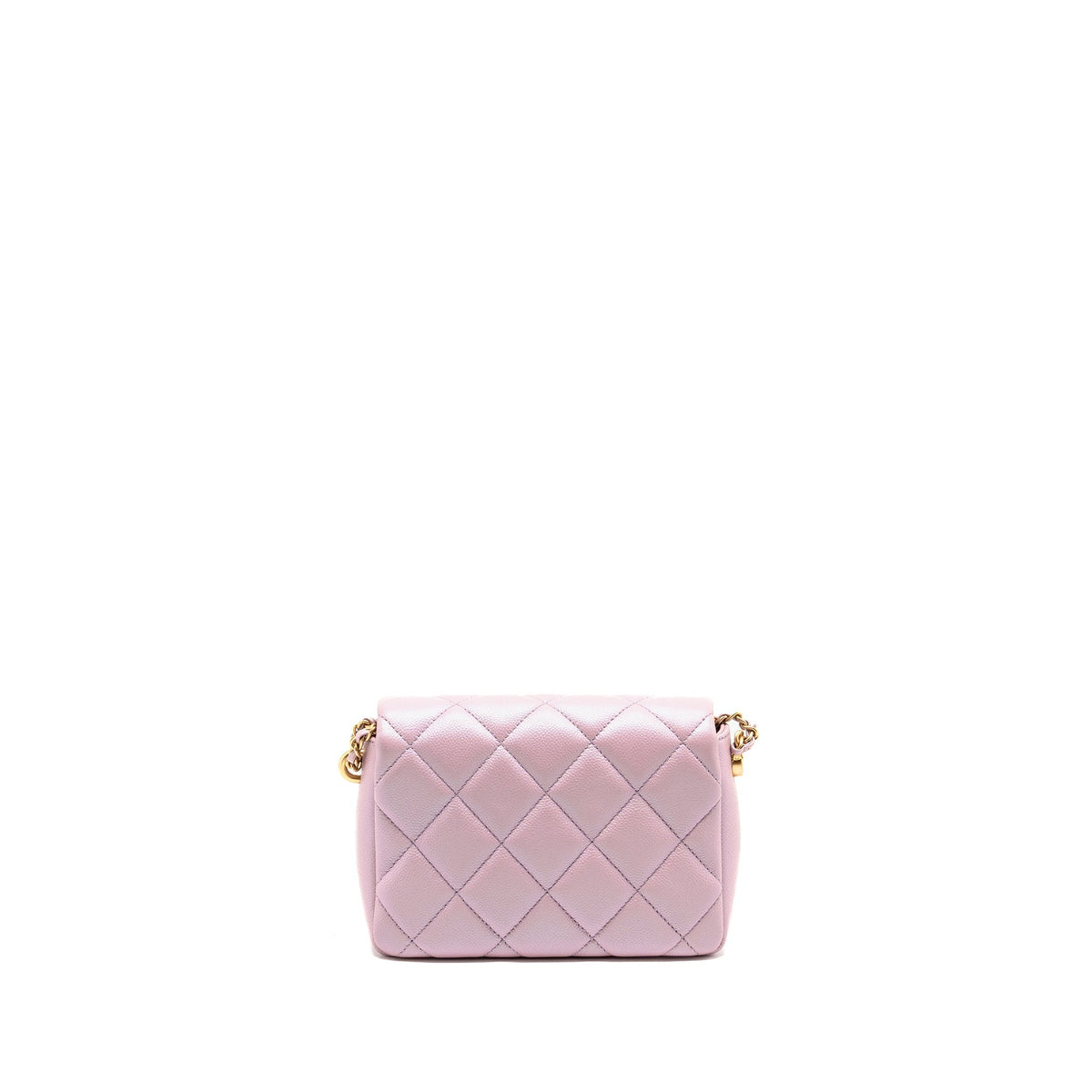 CHANEL 21K MY PERFECT MINI FLAP BAG CAVIAR IRIDESCENT PINK GHW (MICROCHIP)