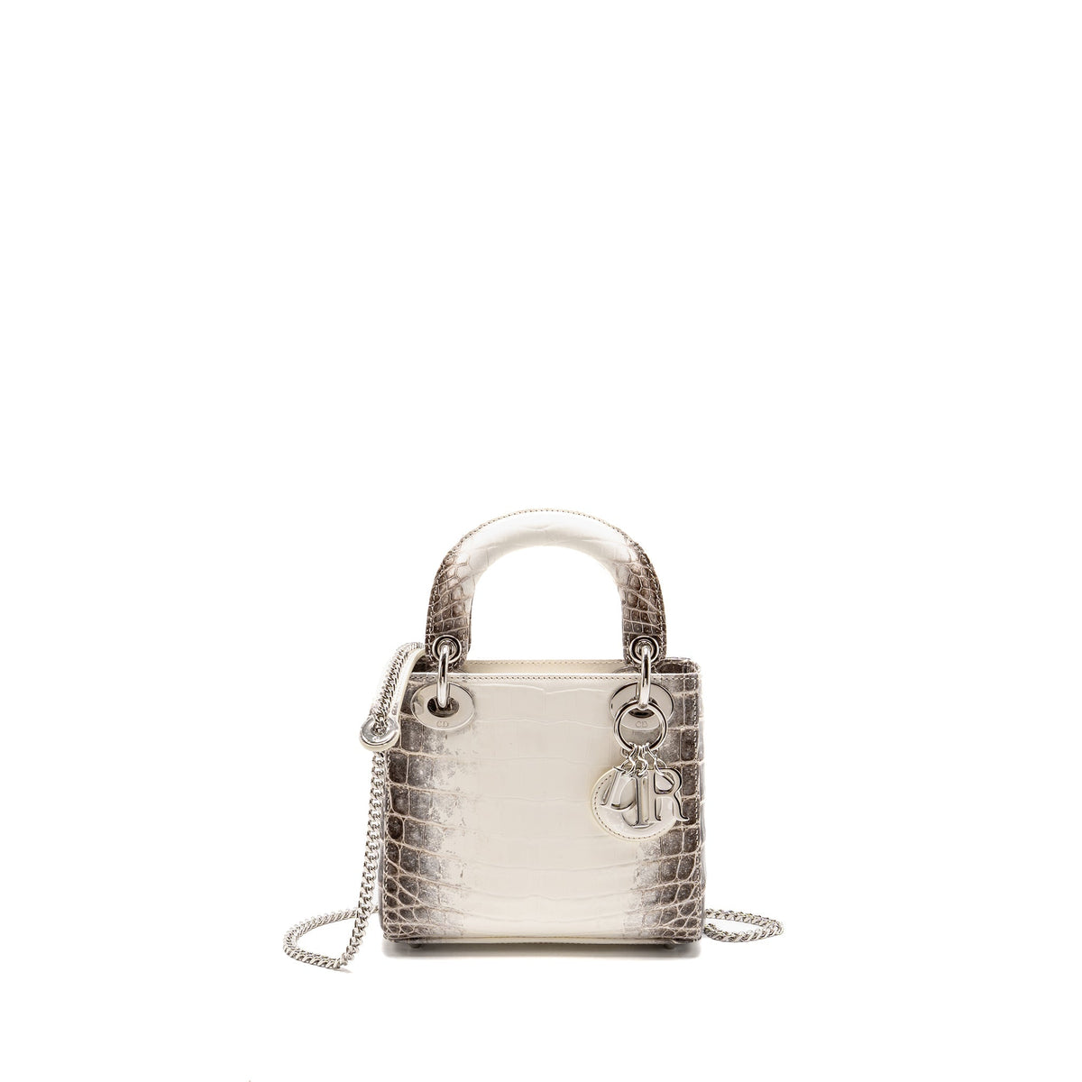 Dior Mini Lady Dior Himalayan Crocodile White/Grey SHW