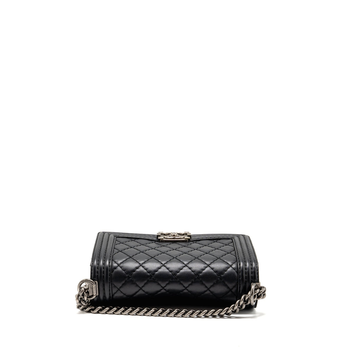 CHANEL MEDIUM BOY BAG CALFSKIN BLACK RUTHENIUM SHW