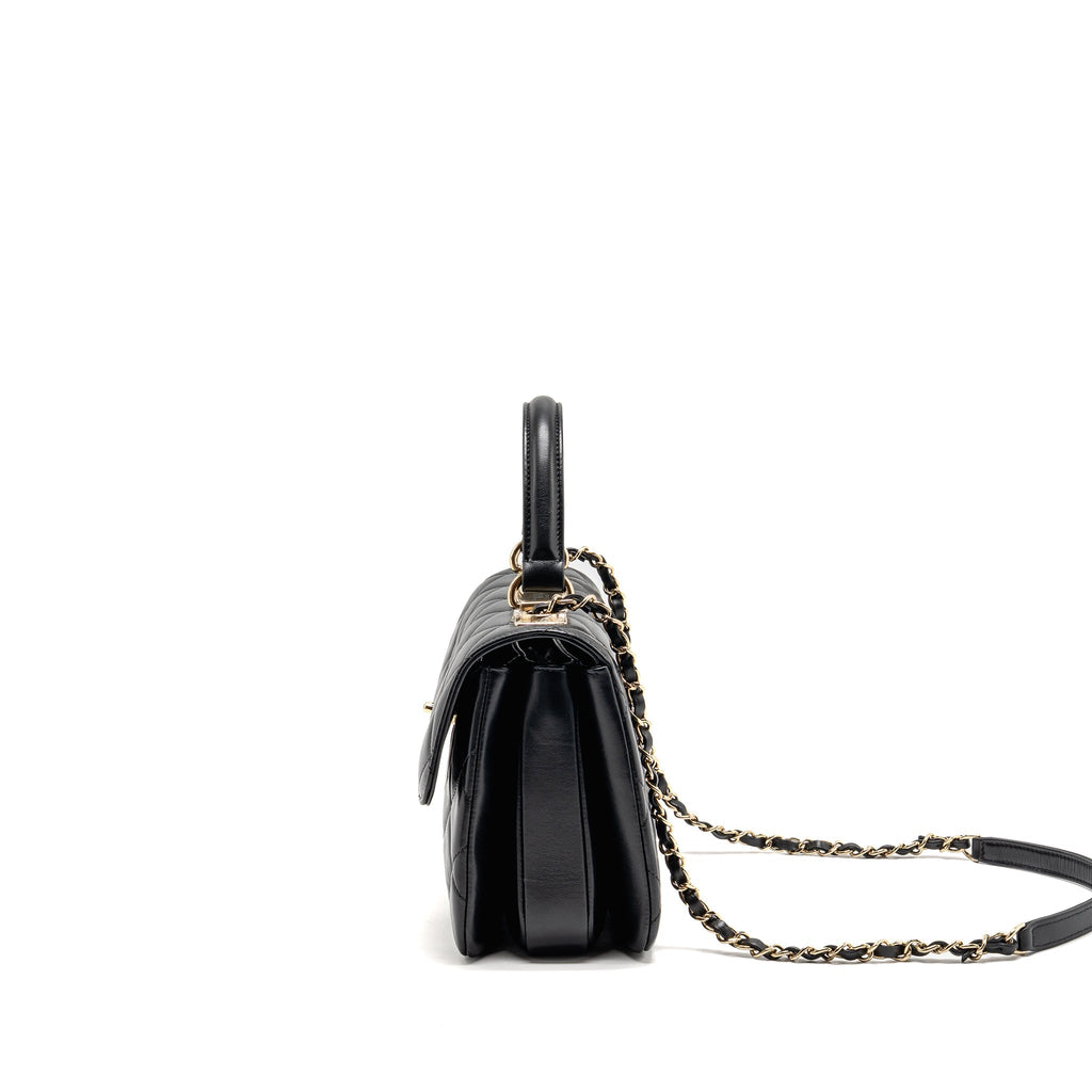 Chanel Top Handle Trendy CC Flap Bag Lambskin Black LGHW (Microchip)