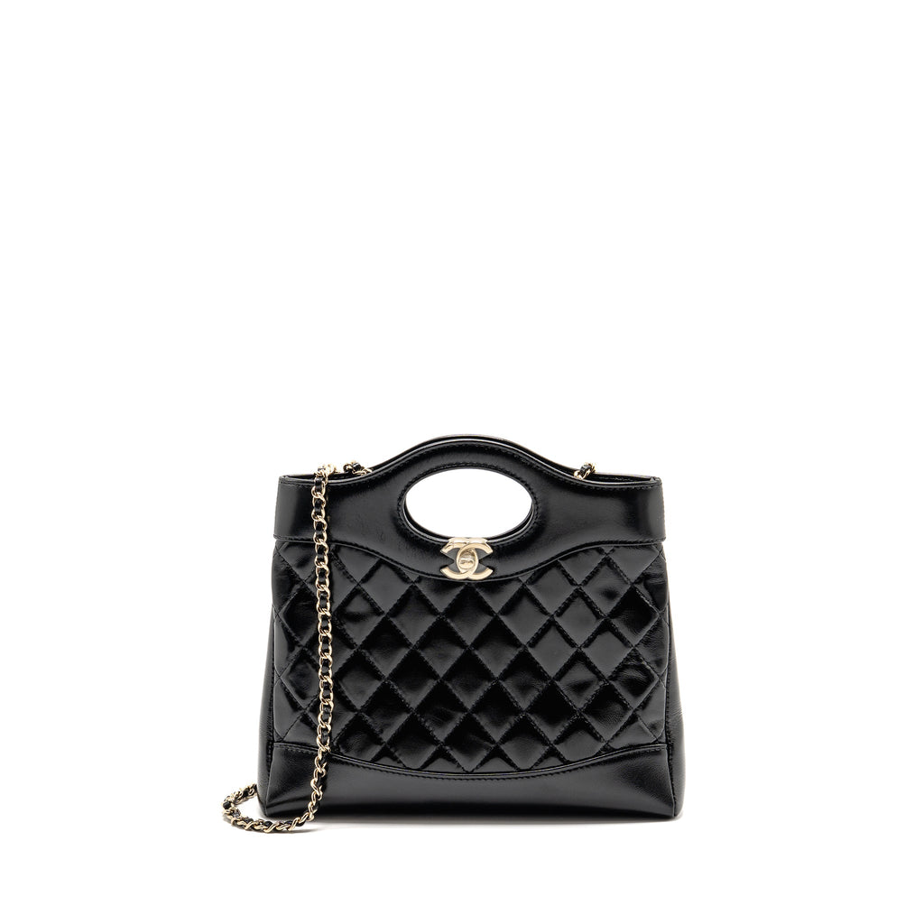 CHANEL MINI 31 BAG SHINY CALFSKIN BLACK LGHW (MICROCHIP)