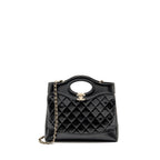 CHANEL MINI 31 BAG SHINY CALFSKIN BLACK LGHW (MICROCHIP)