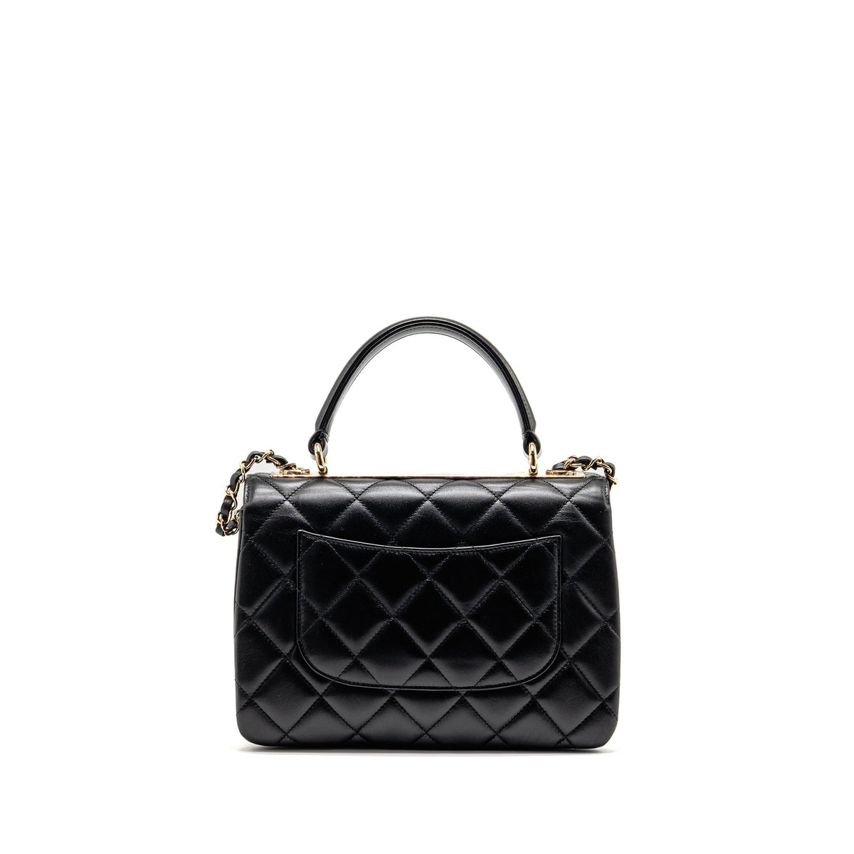 Chanel Top Handle Trendy CC Flap Bag Lambskin Black LGHW (Microchip)