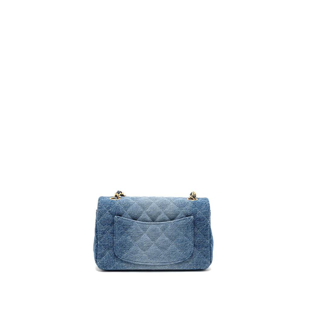 CHANEL MINI RECTANGULAR FLAP BAG DENIM BLUE GHW (MICROCHIP)