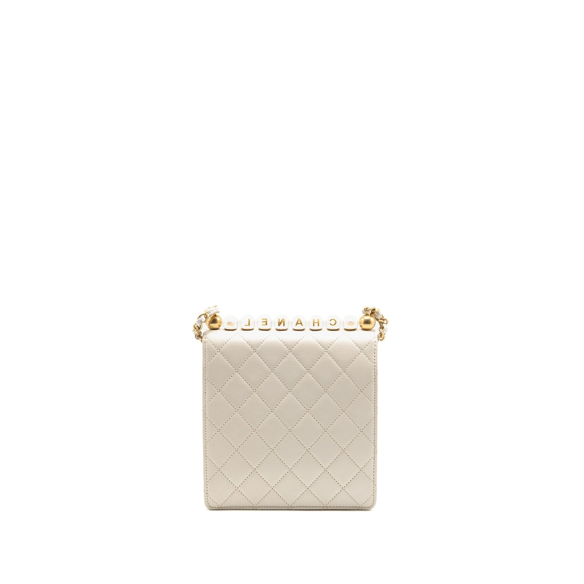 Chanel Pearl quilted flap bag lambskin white GHW