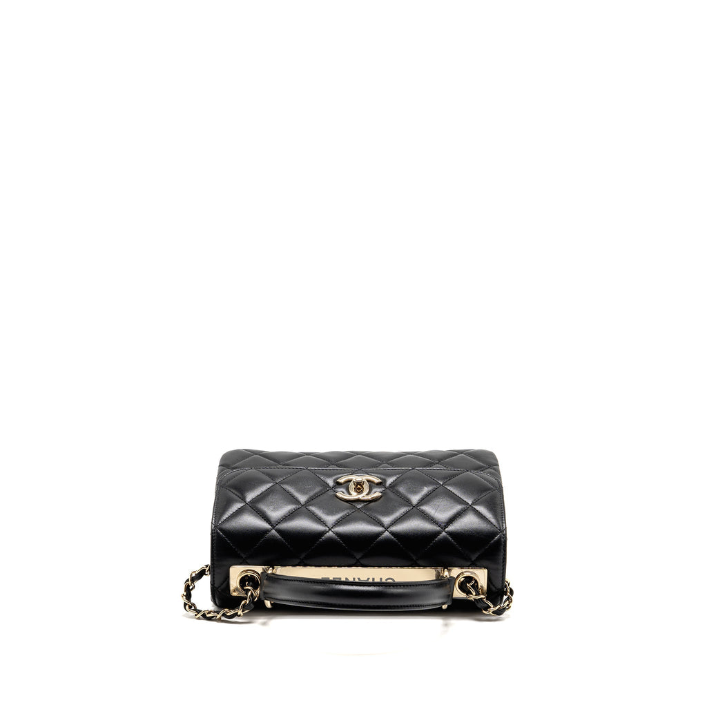 Chanel Top Handle Trendy CC Flap Bag Lambskin Black LGHW (Microchip)