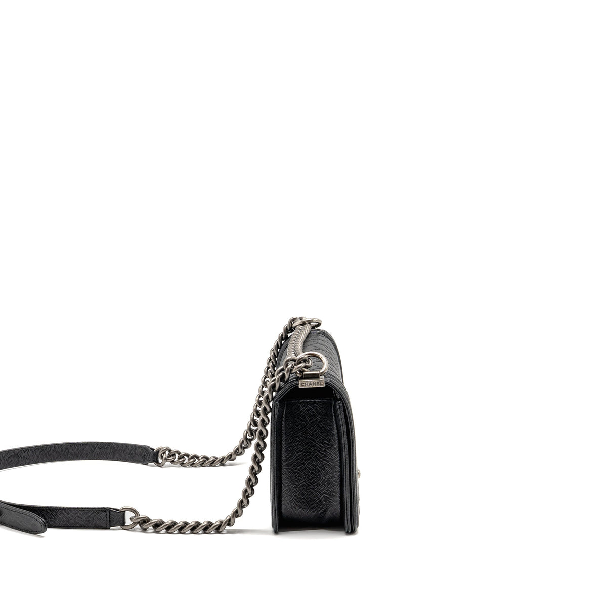 CHANEL MEDIUM BOY BAG CAVIAR BLACK SHW