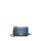 CHANEL MINI RECTANGULAR FLAP BAG DENIM BLUE GHW (MICROCHIP)