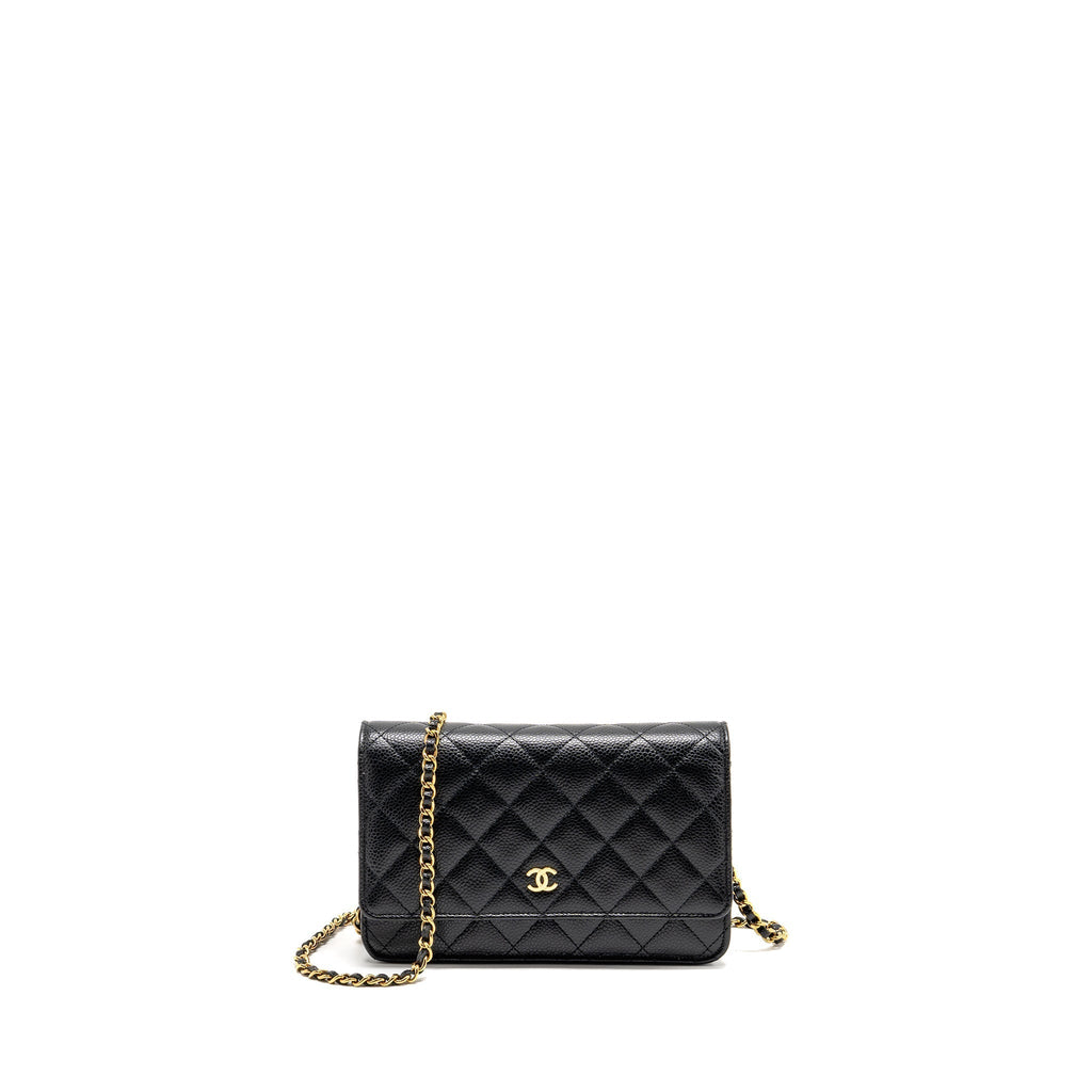 CHANEL CLASSIC WALLET ON CHAIN CAVIAR BLACK GHW (MICROCHIP)