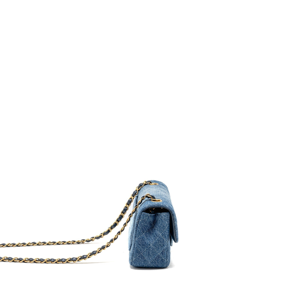 CHANEL MINI RECTANGULAR FLAP BAG DENIM BLUE GHW (MICROCHIP)