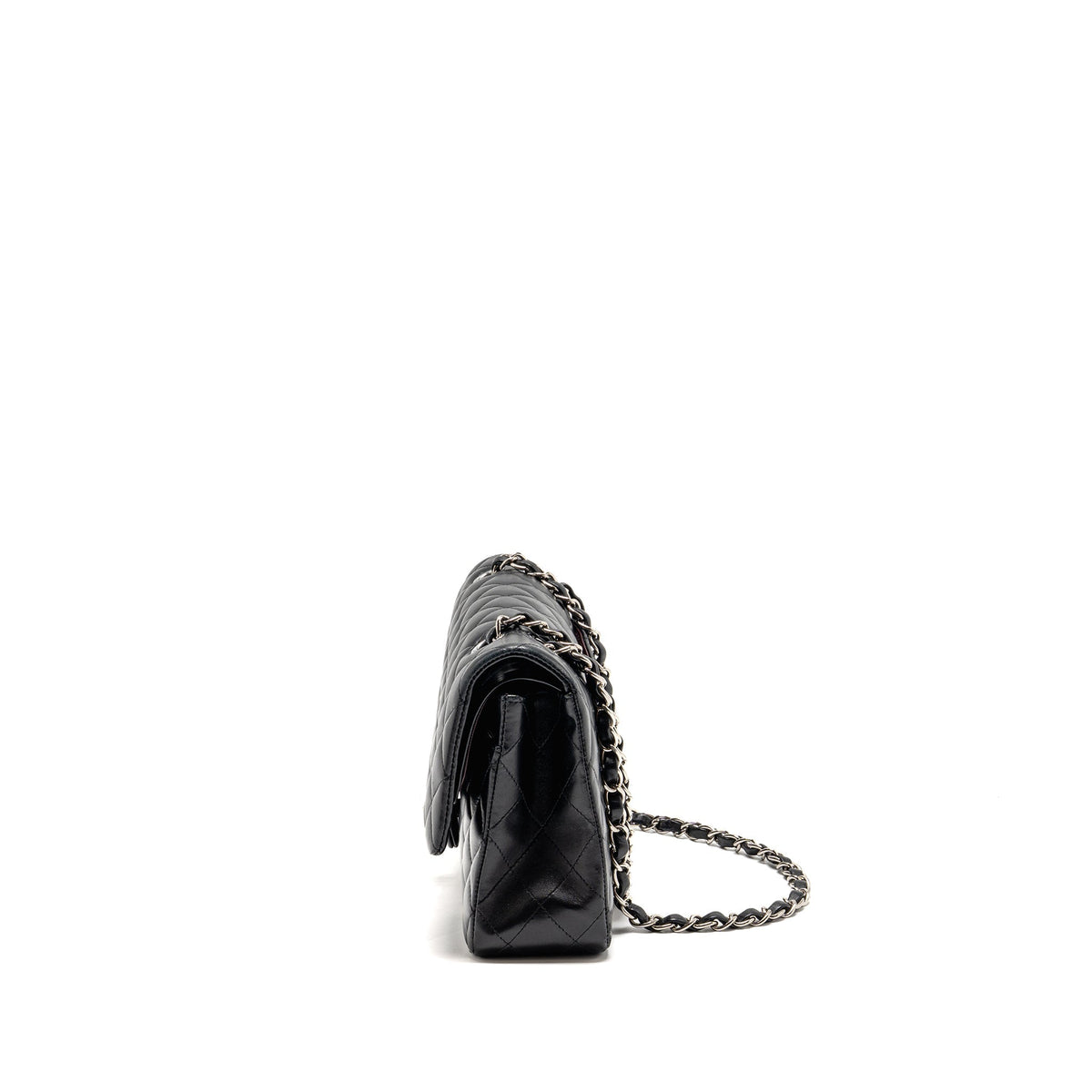 CHANEL MEDIUM CLASSIC DOUBLE FLAP BAG LAMBSKIN BLACK SHW