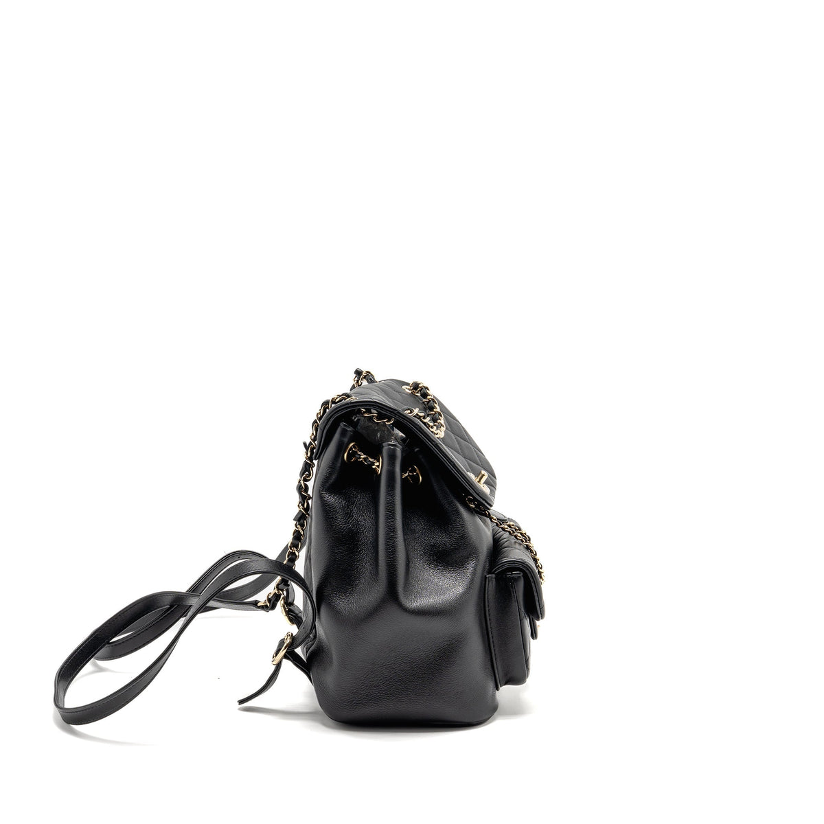 CHANEL LARGE DUMA BACKPACK CALFSKIN BLACK LGHW (MICROCHIP)