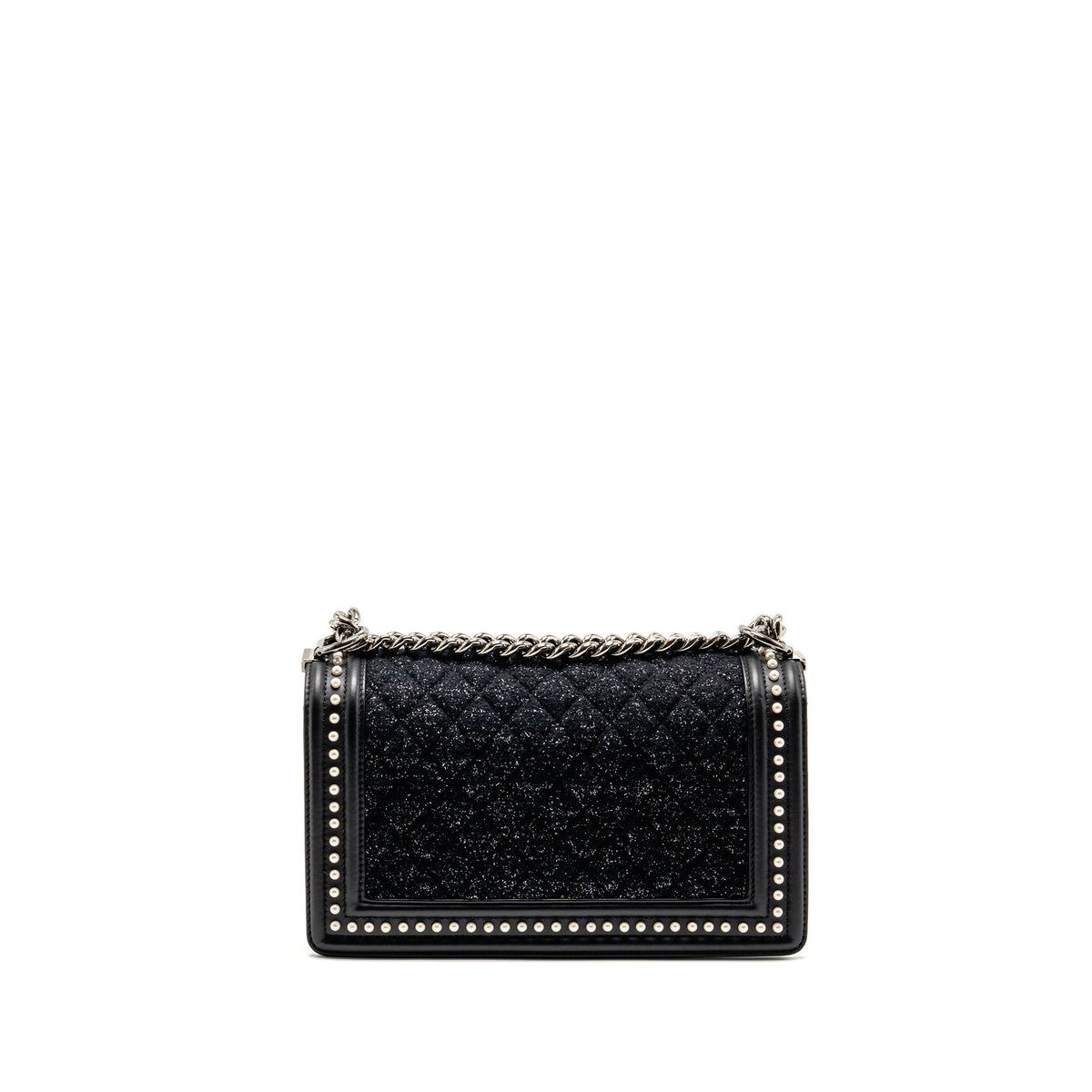 Chanel Medium boy bag fabric / lambskin black SHW