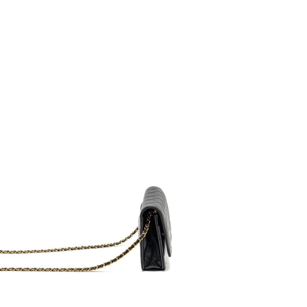 CHANEL CLASSIC WALLET ON CHAIN CAVIAR BLACK GHW (MICROCHIP)