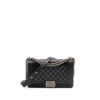 CHANEL MEDIUM BOY BAG CAVIAR BLACK SHW