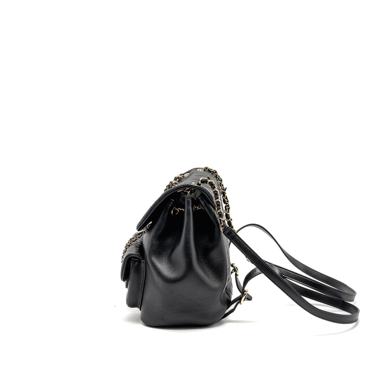 CHANEL LARGE DUMA BACKPACK CALFSKIN BLACK LGHW (MICROCHIP)