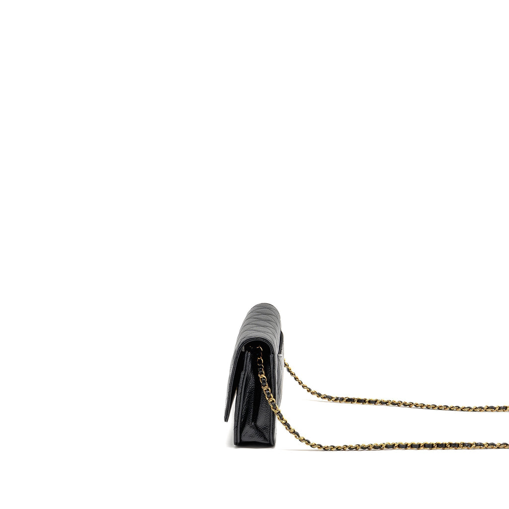 CHANEL CLASSIC WALLET ON CHAIN CAVIAR BLACK GHW (MICROCHIP)
