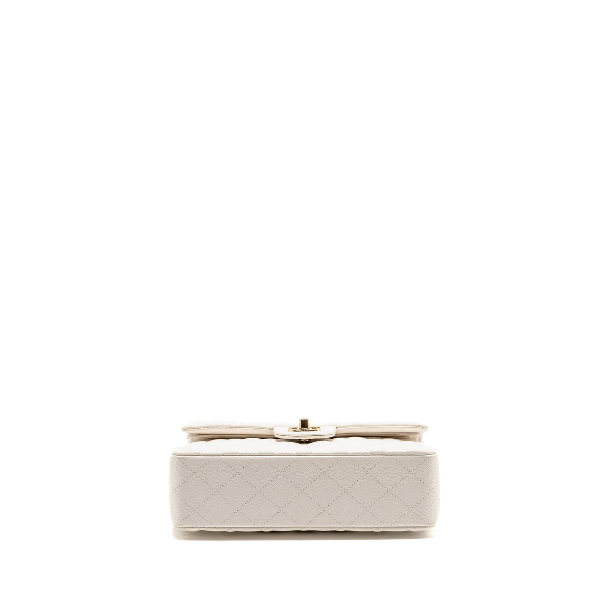 CHANEL SMALL CLASSIC DOUBLE FLAP BAG CAVIAR WHITE LGHW (MICROCHIP)