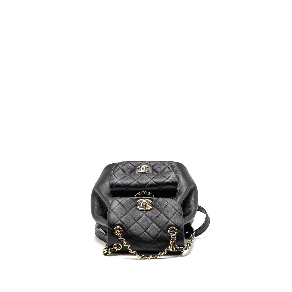 CHANEL MINI DUMA BACKPACK CALFSKIN BLACK LGHW (MICROCHIP)