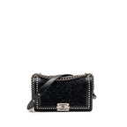 Chanel Medium boy bag fabric / lambskin black SHW