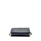 Chanel Medium Chevron Boy Bag Calfskin Blue SHW
