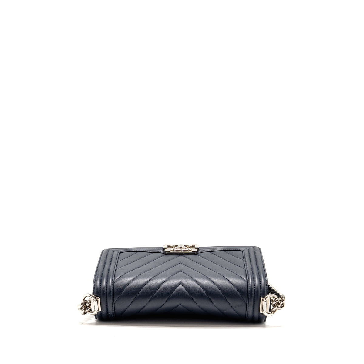 Chanel Medium Chevron Boy Bag Calfskin Blue SHW