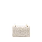 CHANEL SMALL CLASSIC DOUBLE FLAP BAG CAVIAR WHITE LGHW (MICROCHIP)