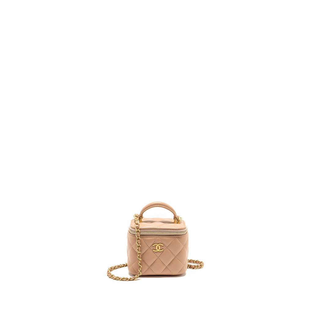 Chanel Top Handle Mini Vanity Lambskin Beige GHW