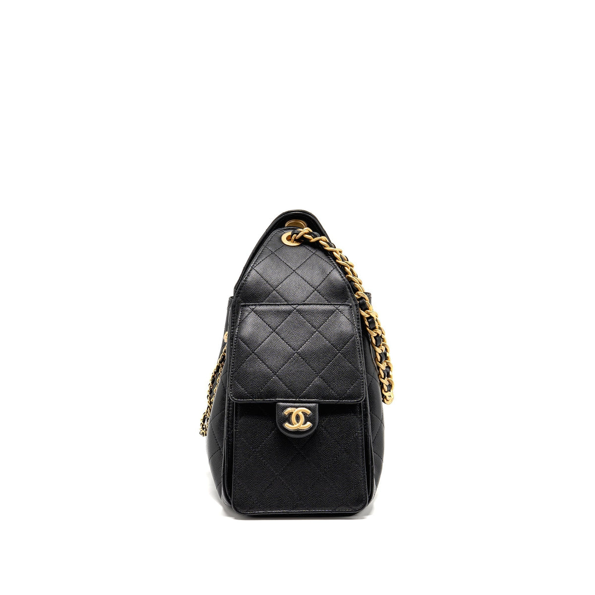 CHANEL 25 SMALL HANDBAG GRAINED CALFSKIN BLACK GHW (MICROCHIP)