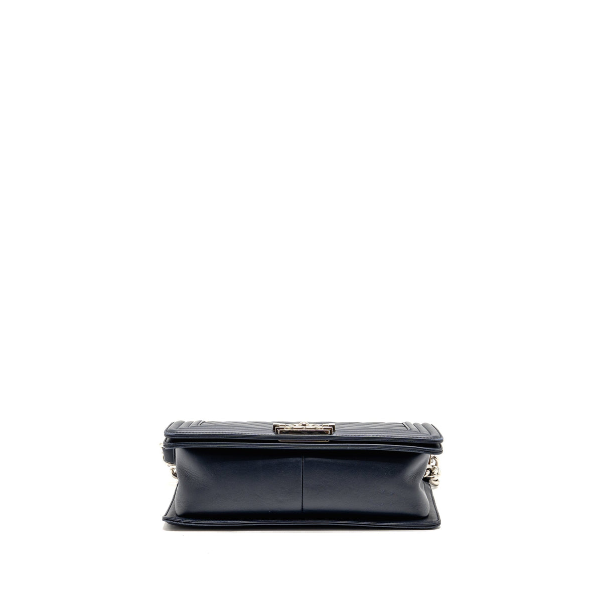 Chanel Medium Chevron Boy Bag Calfskin Blue SHW