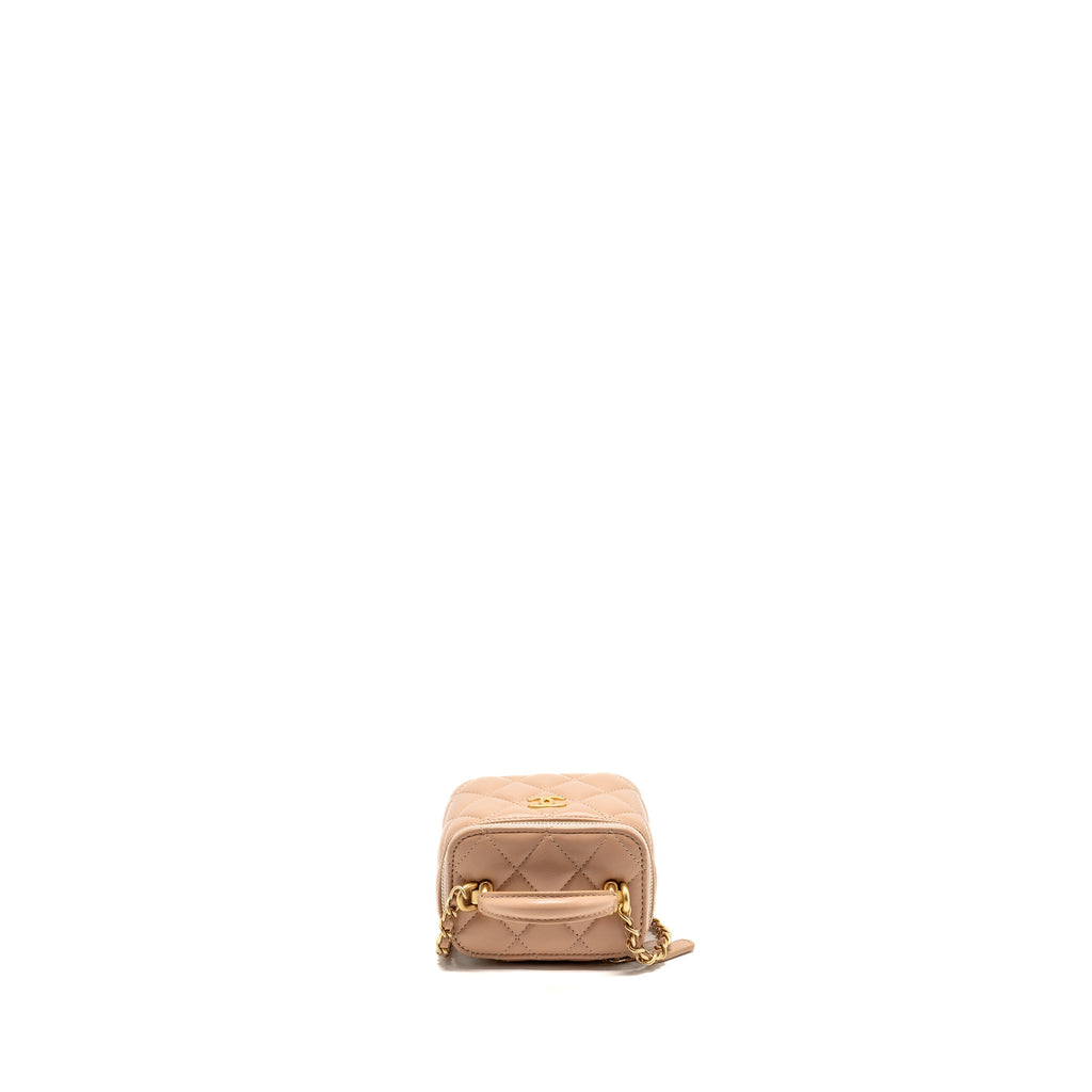 Chanel Top Handle Mini Vanity Lambskin Beige GHW