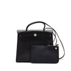 Hermes herbag 31 zip bag canvas/Hunter leather black SHW
