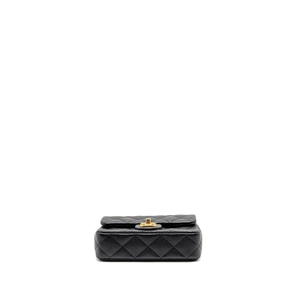 CHANEL COCO LOVE MINI FLAP BAG ADJUSTABLE CHAIN CAVIAR BLACK GHW (MICROCHIP)