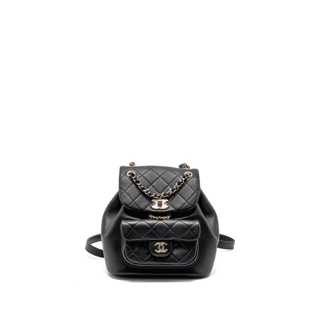 CHANEL MINI DUMA BACKPACK CALFSKIN BLACK LGHW (MICROCHIP)