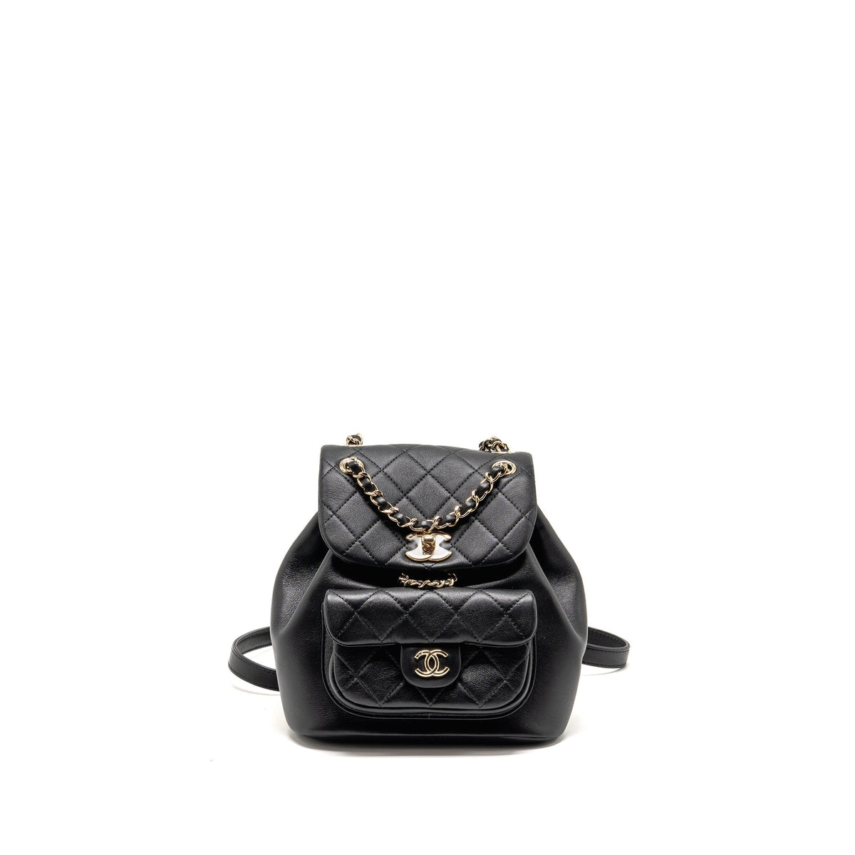CHANEL MINI DUMA BACKPACK CALFSKIN BLACK LGHW (MICROCHIP)