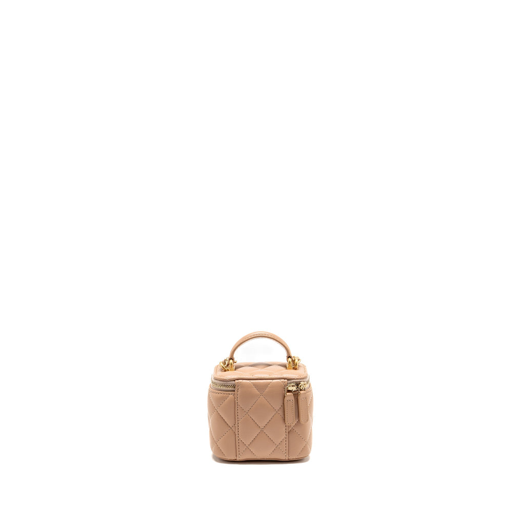 Chanel Top Handle Mini Vanity Lambskin Beige GHW