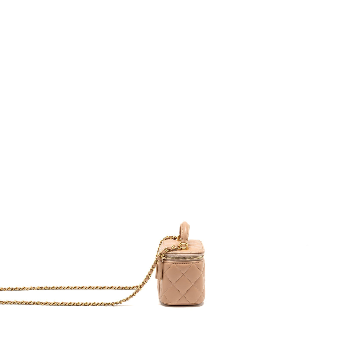 Chanel Top Handle Mini Vanity Lambskin Beige GHW