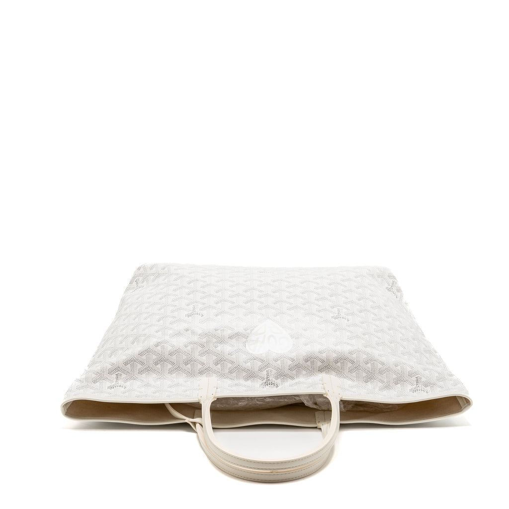 Goyard Saint Louis PM Tote Bag COCUR GOYARD Goyardine Canvas/Leather White/Grey SHW