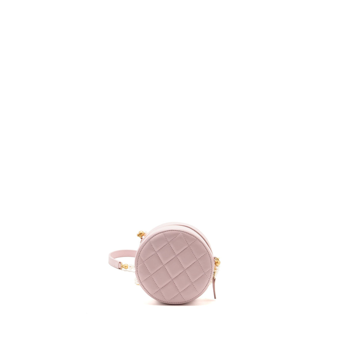 Chanel Round bag with pearl chain lambskin pink GHW